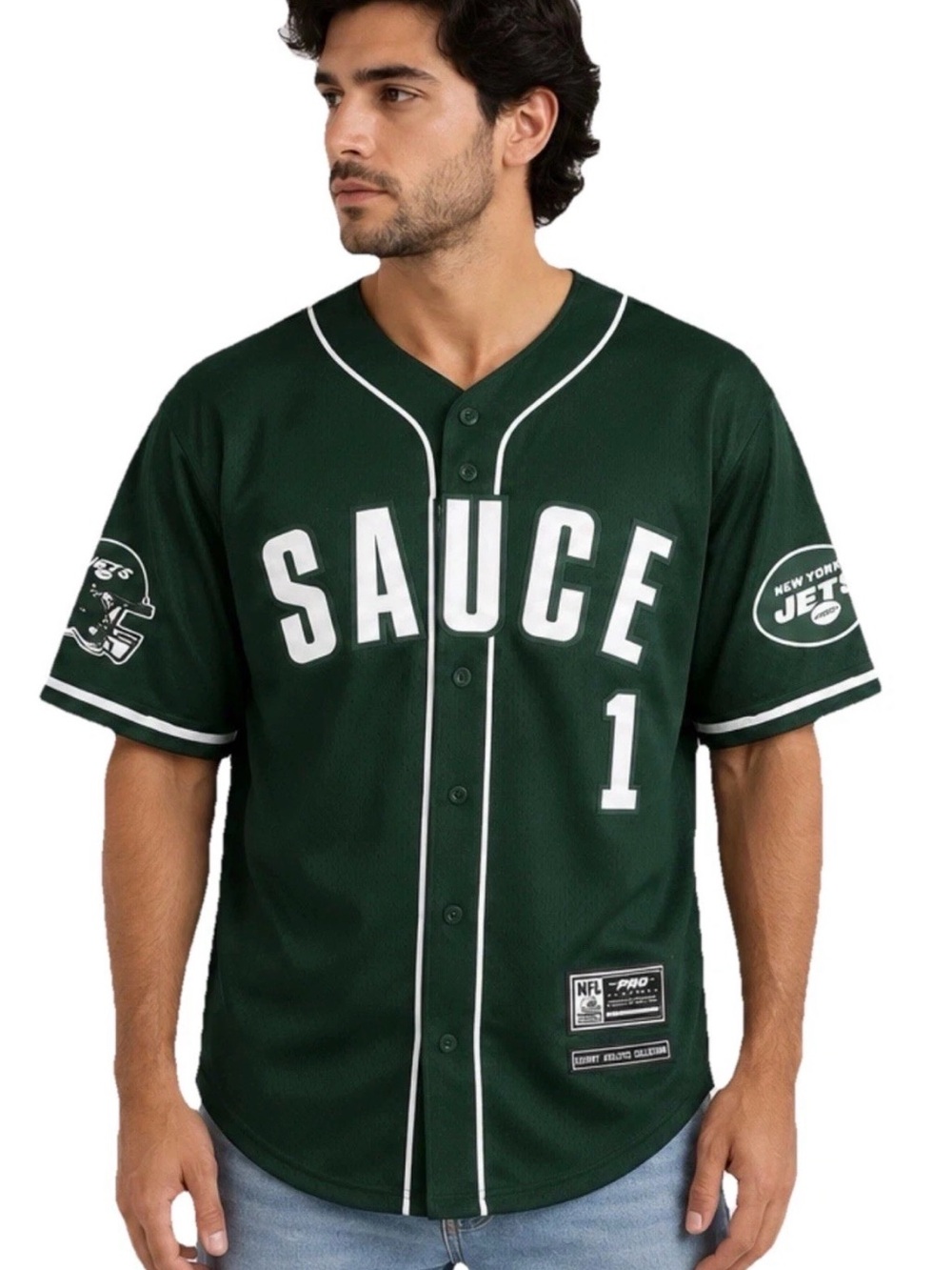 New York Jets Sauce Gardner #1 Baseball Jersey Men’s 2XL Green NFL - New